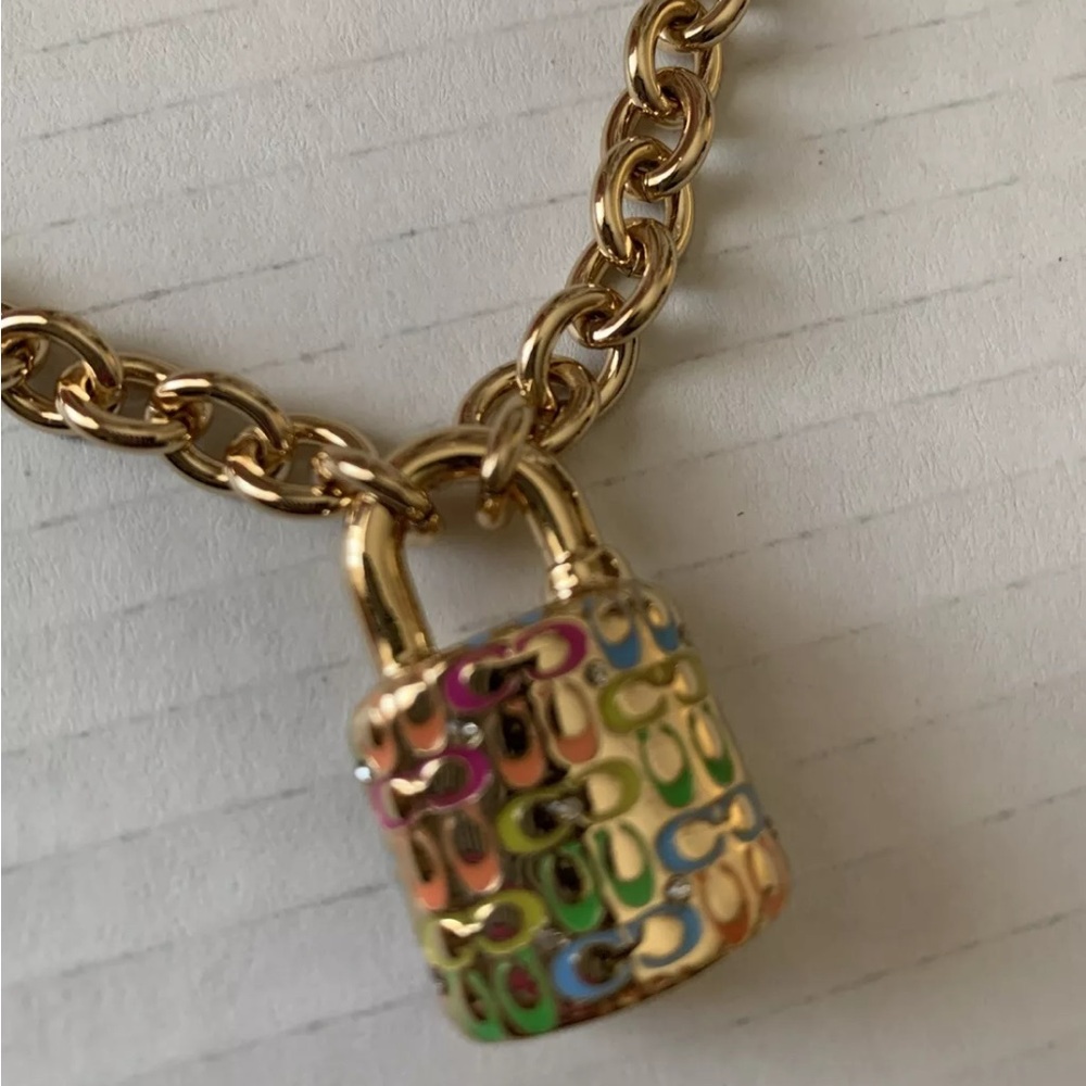 Coach Authentic Chunky Padlock Necklace NEW - Picture 5 of 6
